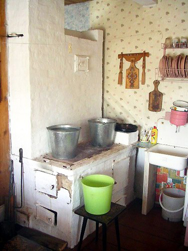 038 Kitchen With Typical Russian Wood Stove